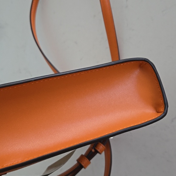 New W/ Tag Kate Spade Ellie Mini Straw Orange Mini Tote Bag Crossbody Top Handle - Picture 12 of 16